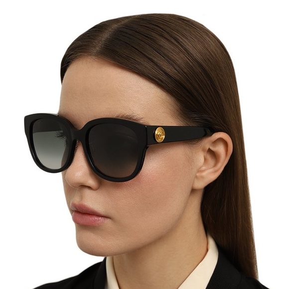 NEW GUCCI GG1409SK 001 ROUND BLACK GREY WOMEN SUNGLASSES GUCCI - Picture 2 of 11